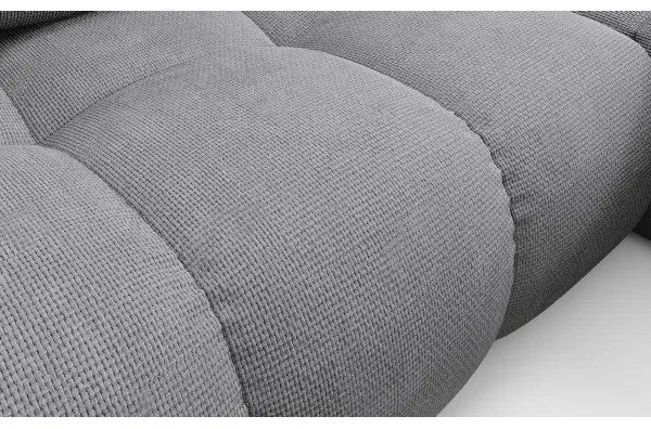 Colțar extensibil tapițat ALMADA, cu spațiu de depozitare, în formă de L, orientare dreaptă, gri