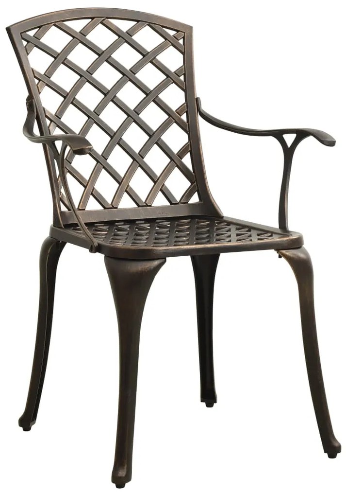 315591 vidaXL Set mobilier bistro, 3 piese, bronz, aluminiu turnat