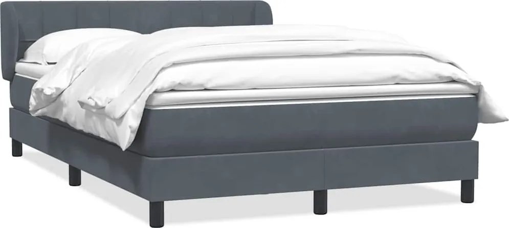 vidaXL Pat box spring cu saltea, gri închis, 140x220 cm, catifea