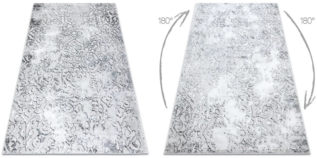 Covor MEFE modern  8724 Ornament vintage - structural două niveluri de lână gri