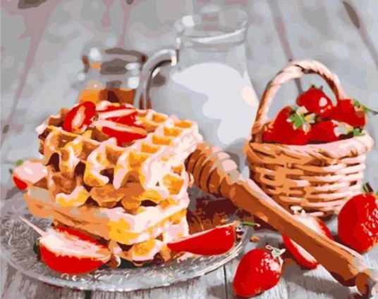 Pictura pe numere "Waffle cu căpșuni" 50x40 cm