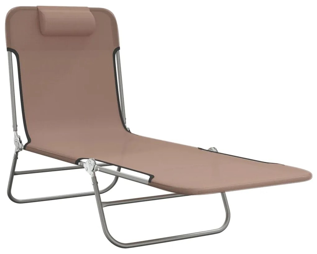 Sezlonguri pliante, 2 buc., maro, textilena si otel