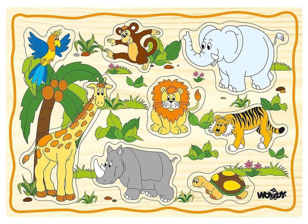 Puzzle din lemn pentru copii cu animale de la ferma