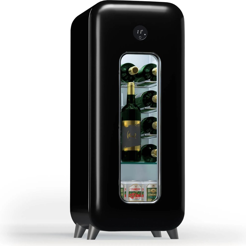 Klarstein Shirley 15 Uno. frigider pentru vinuri, 15 sticle, 5 - 20 °C, control tactil, retro