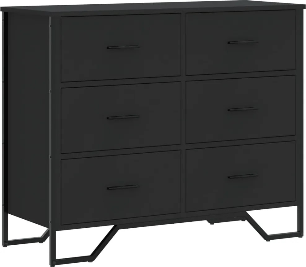 vidaXL Comodă cu sertare, negru, 91x35,5x74,5 cm, lemn prelucrat