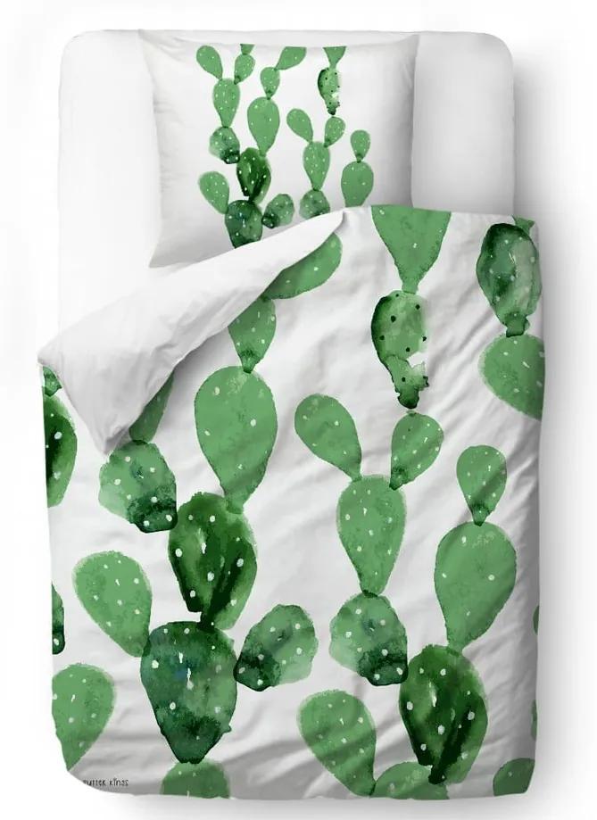 Lenjerie de pat din bumbac satinat Butter Kings Cactus Watercolour, 135 x 200 cm