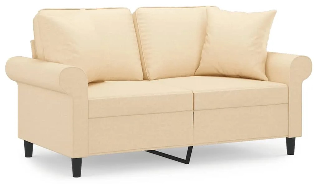 3153235 vidaXL Canapea cu 2 locuri cu perne&pernuțe crem 120 cm textil
