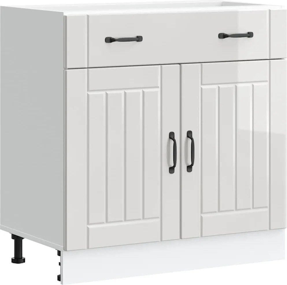 vidaXL Dulap de bază de bucătărie „Lucca” lemn prelucrat alb lucios