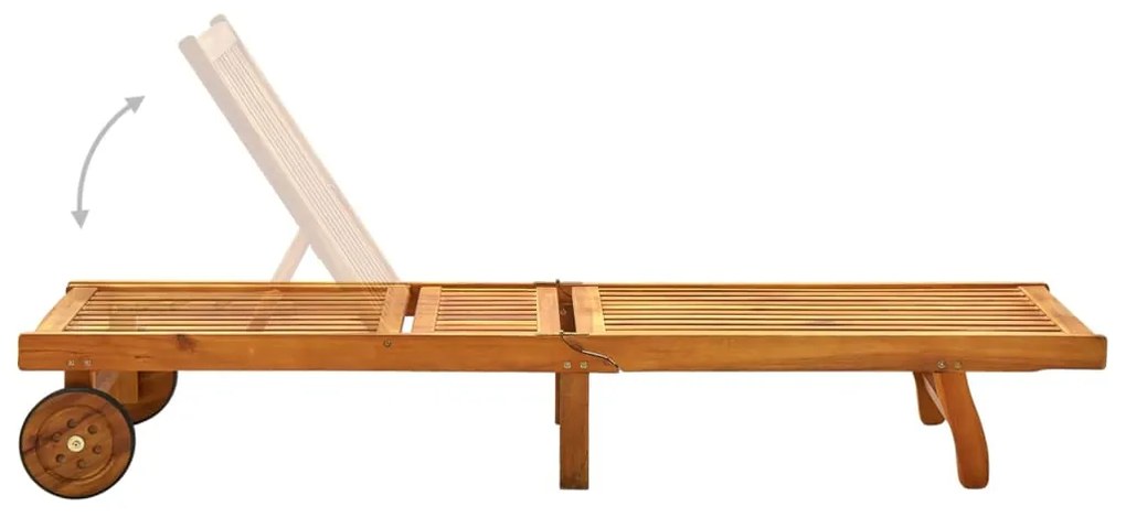 Sezlong de gradina cu perna, lemn masiv de acacia 1, model frunze, 200 x 63 x 85 cm