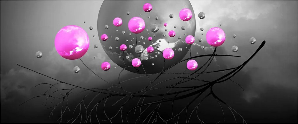 Tabloul cu bile roz (120x50 cm)