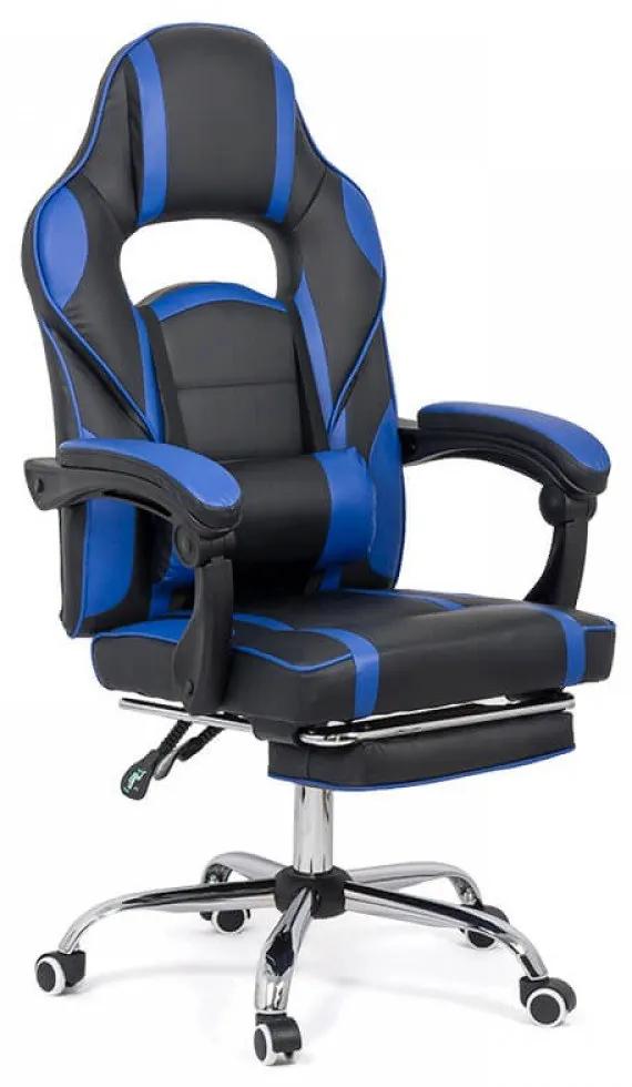 Scaun gaming cu suport de picioare OFF 302 albastru