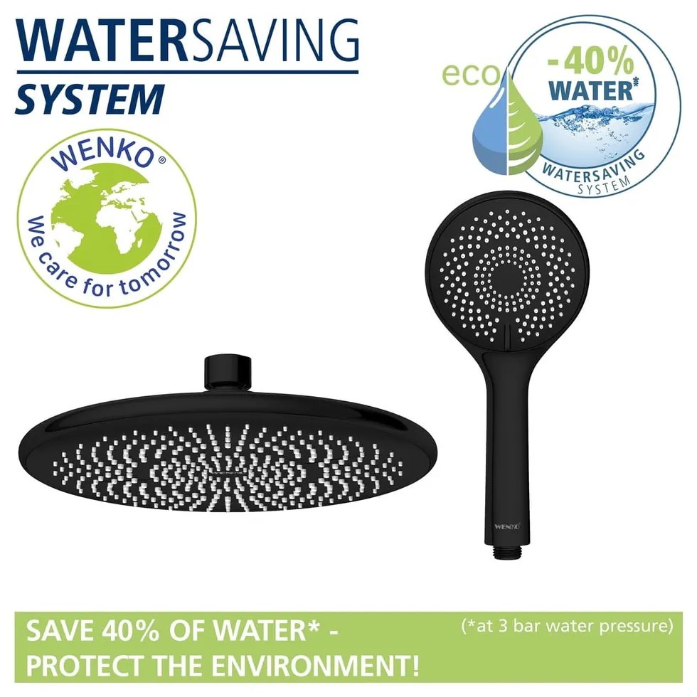 Set de duș negru din oțel inoxidabil 120 cm Water Saving – Wenko