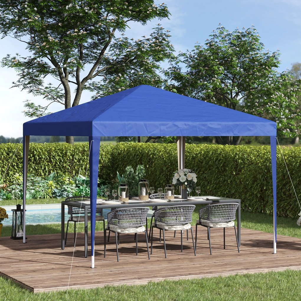Outsunny Pavilion 3x3 m din oțel și material Oxford cu țăruși, frânghii și geantă de transport, albastru | Aosom Romania