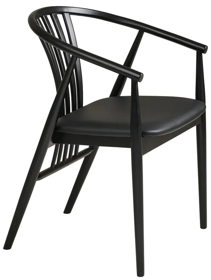 Scaun de dining negru cu cotiere din lemn de fag Agustin – House Nordic