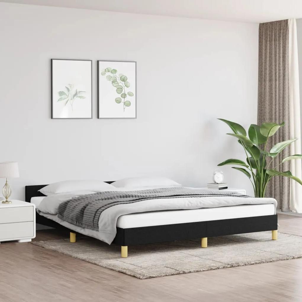 347425 vidaXL Cadru de pat cu tăblie, negru, 160x200 cm, textil
