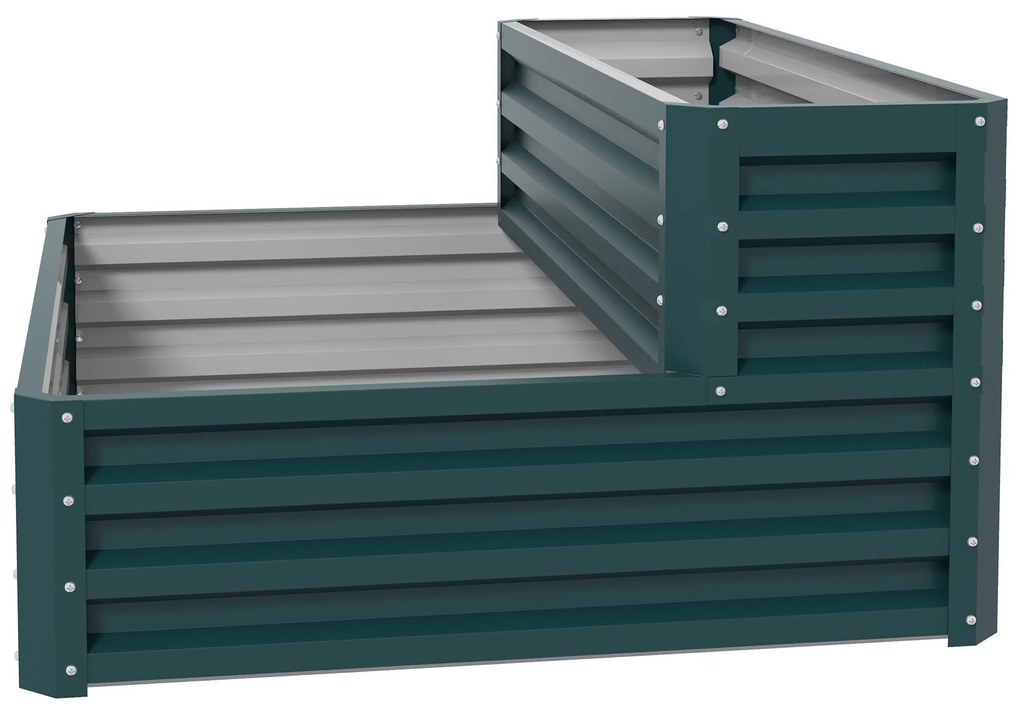 Outsunny Pat de flori înălțat fond deschis 2 etaje pentru plante aromatice legume fructe flori 120 x 101 x 58 cm verde | Aosom Romania