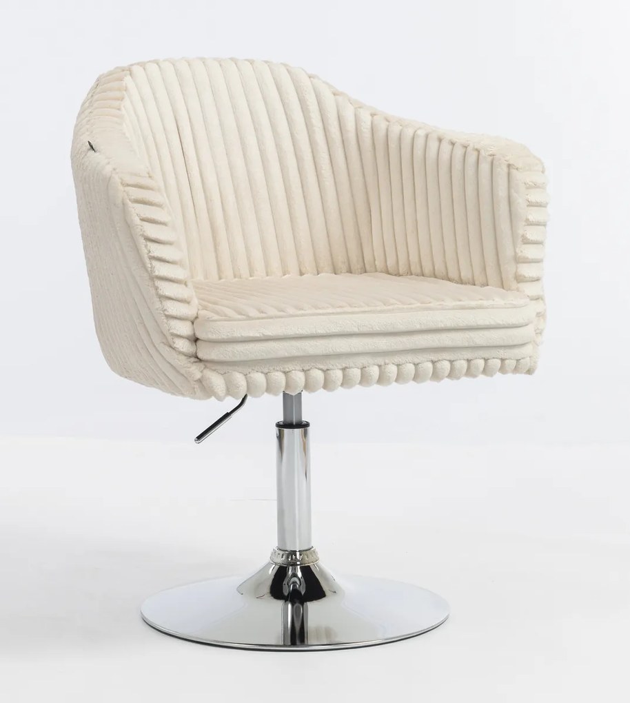 HR832N Scaun Cappuccino Teddy Cord cu Bază Cromata