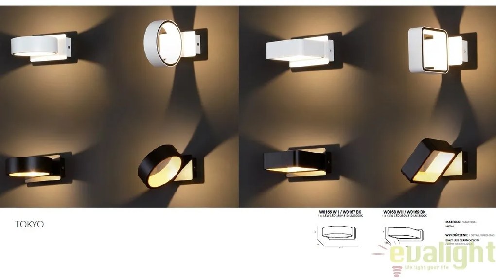 Aplica de perete LED, negru/auriu Tokyo II W0169 MX