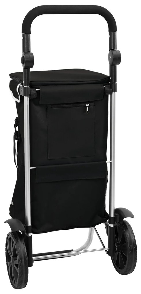 vidaXL Cărucior de cumpărături cu roți și mâner reglabil, negru, 40 L
