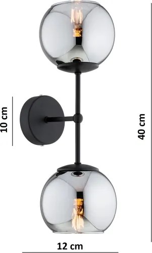 Brilagi - Lampă de perete DIOR 2xE27/60W/230V negru/gri fumuriu