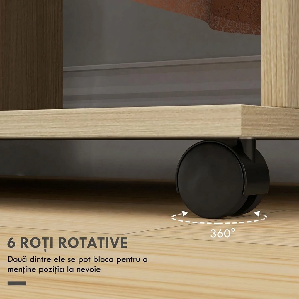 HOMCOM Dulap cu 5 Rafturi și 6 Roți, 120x40x128 cm, Negru | Aosom Romania