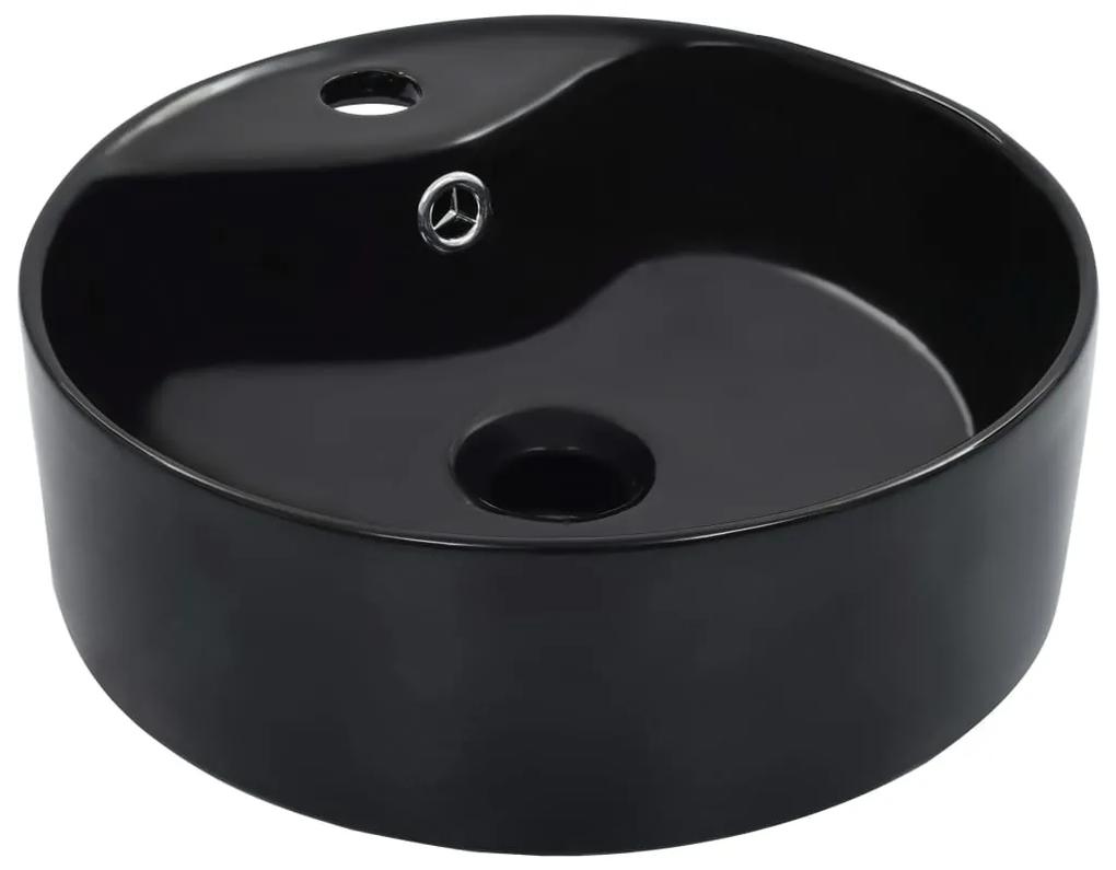 vidaXL Chiuvetă cu preaplin, negru, 36x13 cm, ceramică