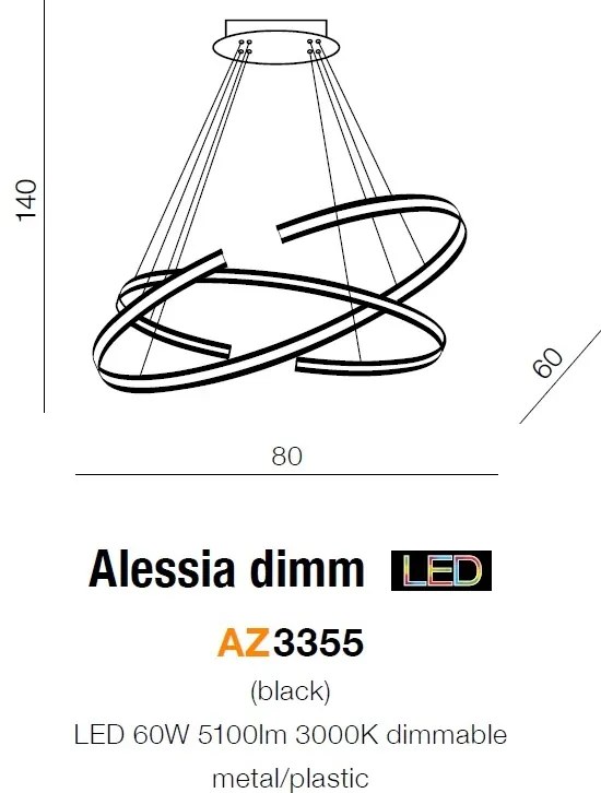 Lustra LED dimabila, design modern Alessia DIMM, 80cm ZZ AZ3355
