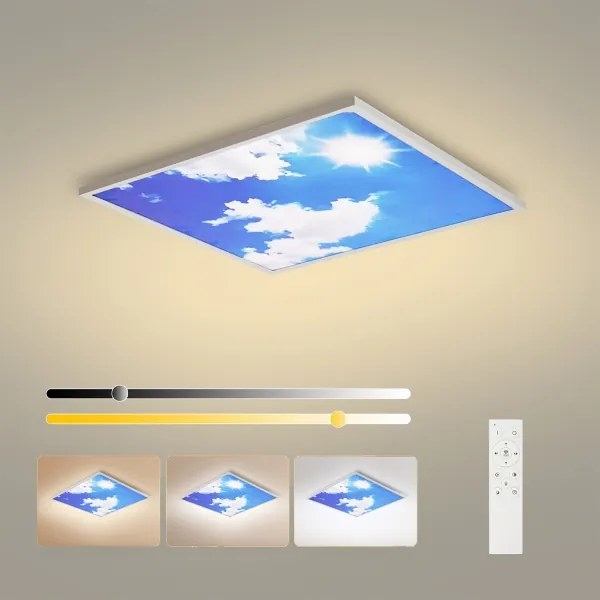 Brilagi-LED SLIMFRAME SKY – corp de iluminat LED dimabil, 58W, 230V, 60x60 cm, argintiu/albastru + telecomandă