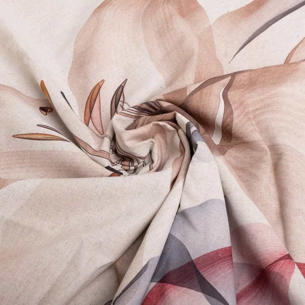 Lenjerie de pat din bumbac și in Crin, 220 x 200 cm, 2x 70 x 80 cm