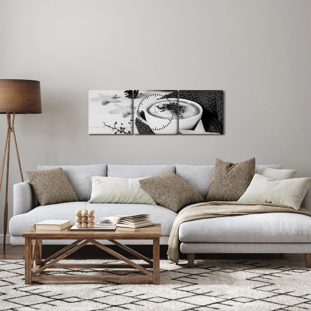 Tablou - Cappuccino de iarnă (cu ceas) (90x30 cm)