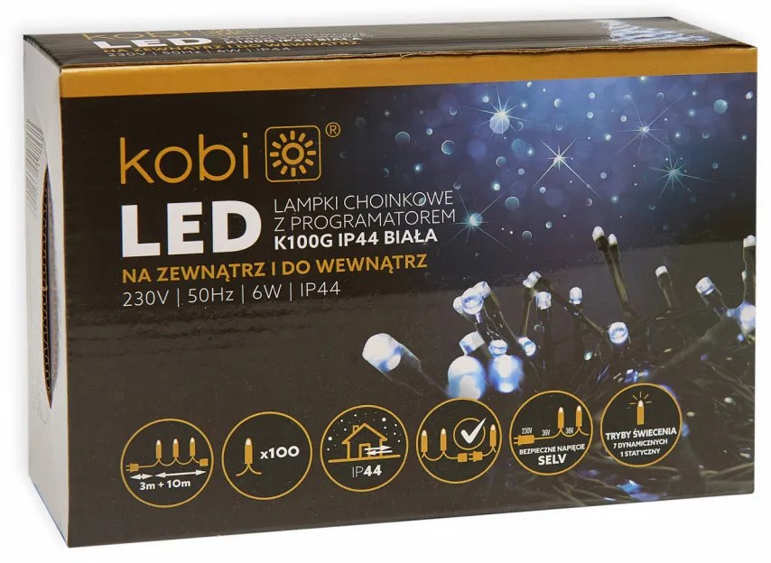 Sir luminos 100 leduri, 10 metri, 7 programe, 6W, lumina rece, Kobi
