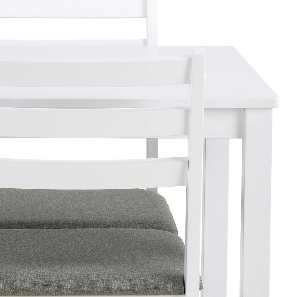 MAZZONI EXPORT Set TORINO masă + 4 scaune Alb/Gri deschis (material Sawana 21) - SET DE LEMN PENTRU BUCĂTĂRIE/SUFRAGERIE
