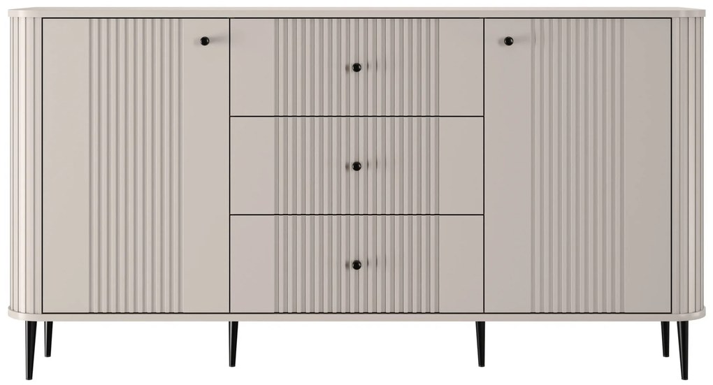 Comodă cu sertare Vesper 160 cm pe picioare - cașmir / picioare negre