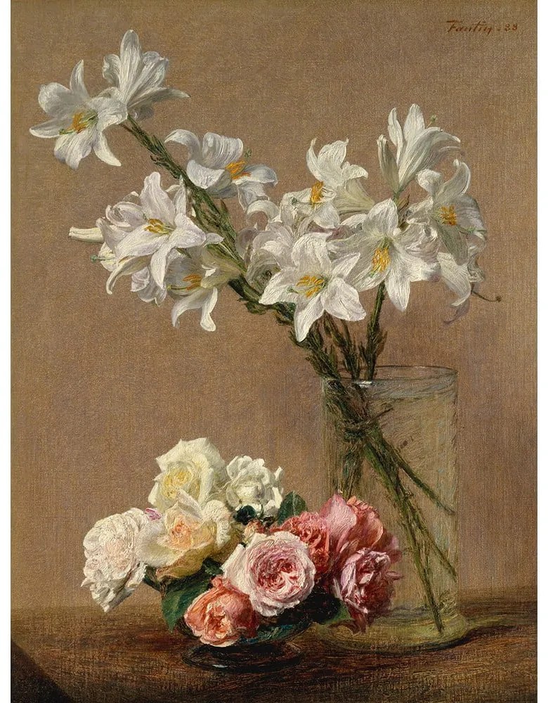Reproducere tablou Henri Fantin-Latour - Roses and Lilies, 45 x 60 cm