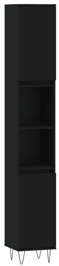 831533 vidaXL Dulap de baie, negru, 30x30x190 cm, lemn prelucrat