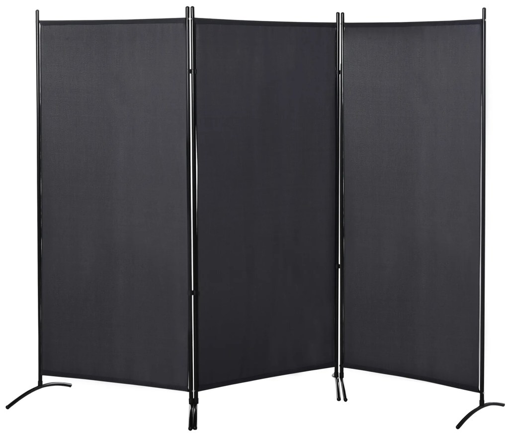 HOMCOM Paravan 3 panouri dim. 2,53L x 0,5l x 1,82H m Store lateral Ecran de protecție paravan pe suport metal Poliester | Aosom Romania
