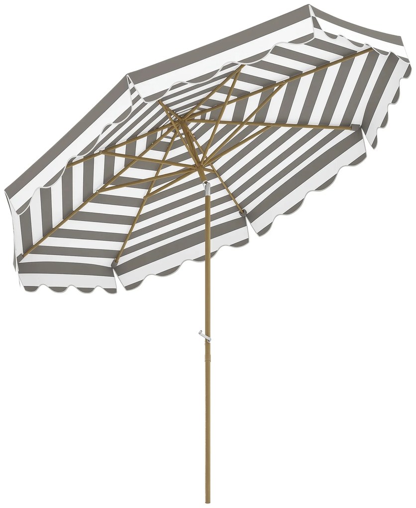Outsunny Umbrelă de gradina exterioară umbrelă înclinabilă octogonală cu manivelă material 180 g/m² Ø 2,7 x 2,4 m gri deschis | Aosom Romania