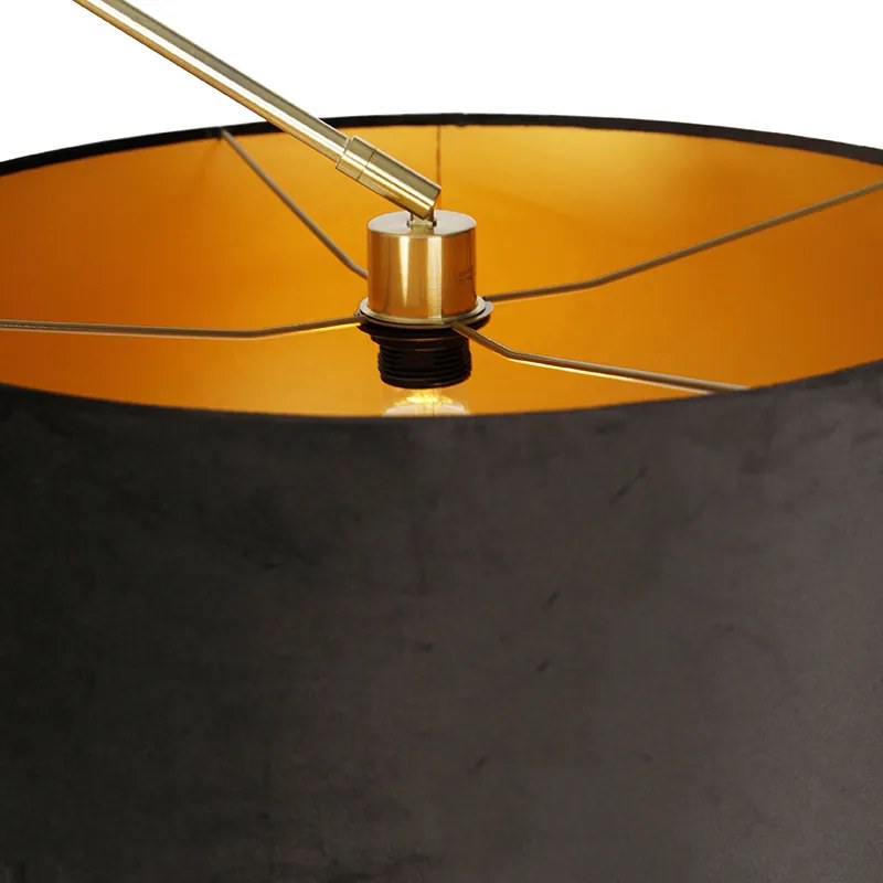 Lampa de podea moderna cu abajur din catifea aurie neagra 50 cm - Editor