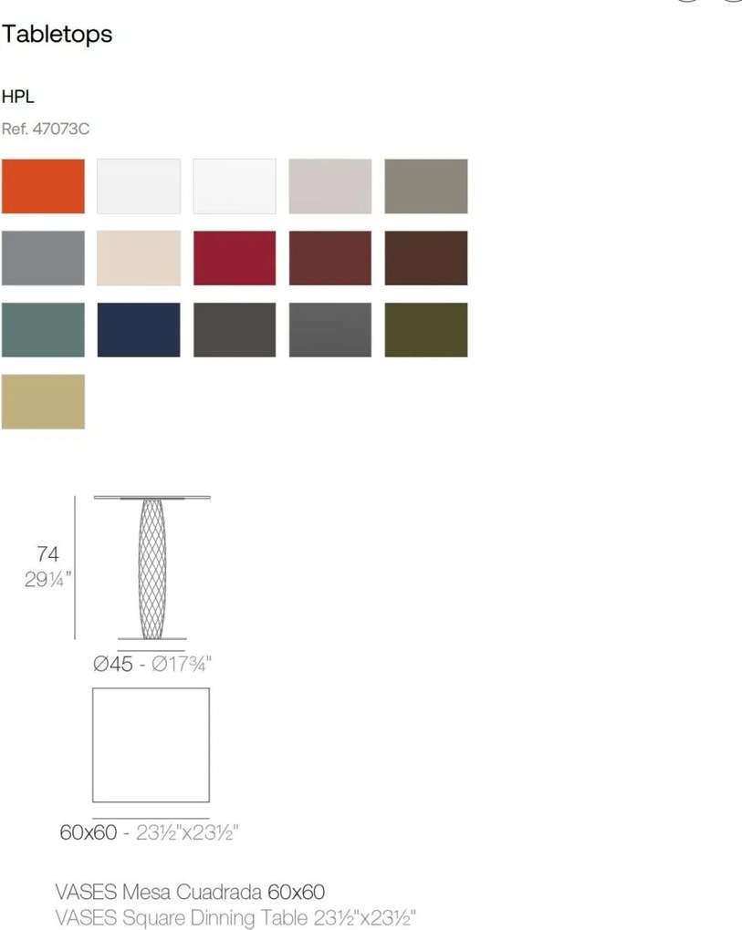 Masa de exterior / interior design modern premium VASES 60x60cm