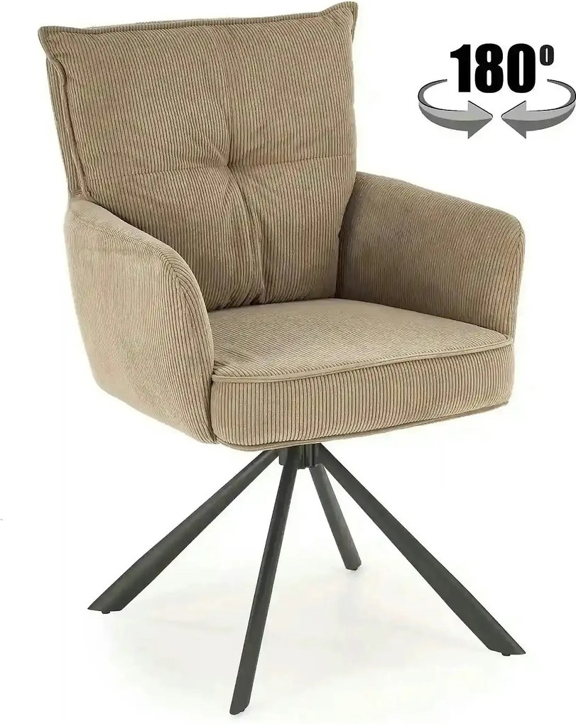 Scaun rotativ K528, cappucino/negru, stofa catifelata/metal, 60x67x90