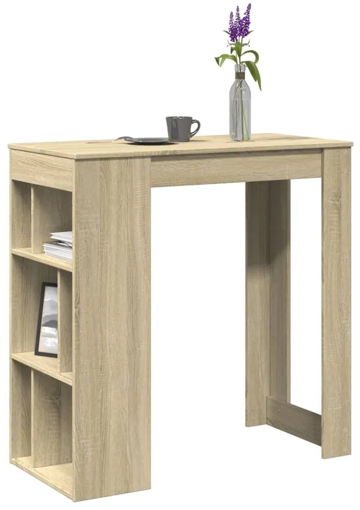 vidaXL Masă de bar cu rafturi, stejar sonoma, 102x50x103,5 cm, lemn