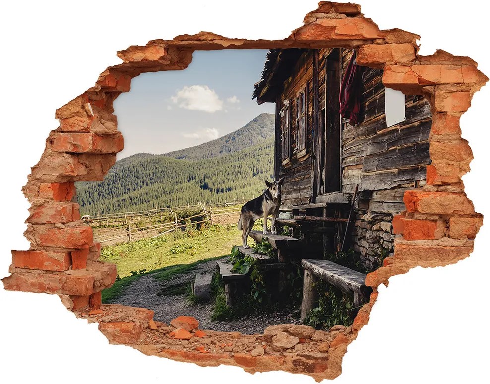 Autocolant un zid spart cu priveliște Casa de lemn de munte