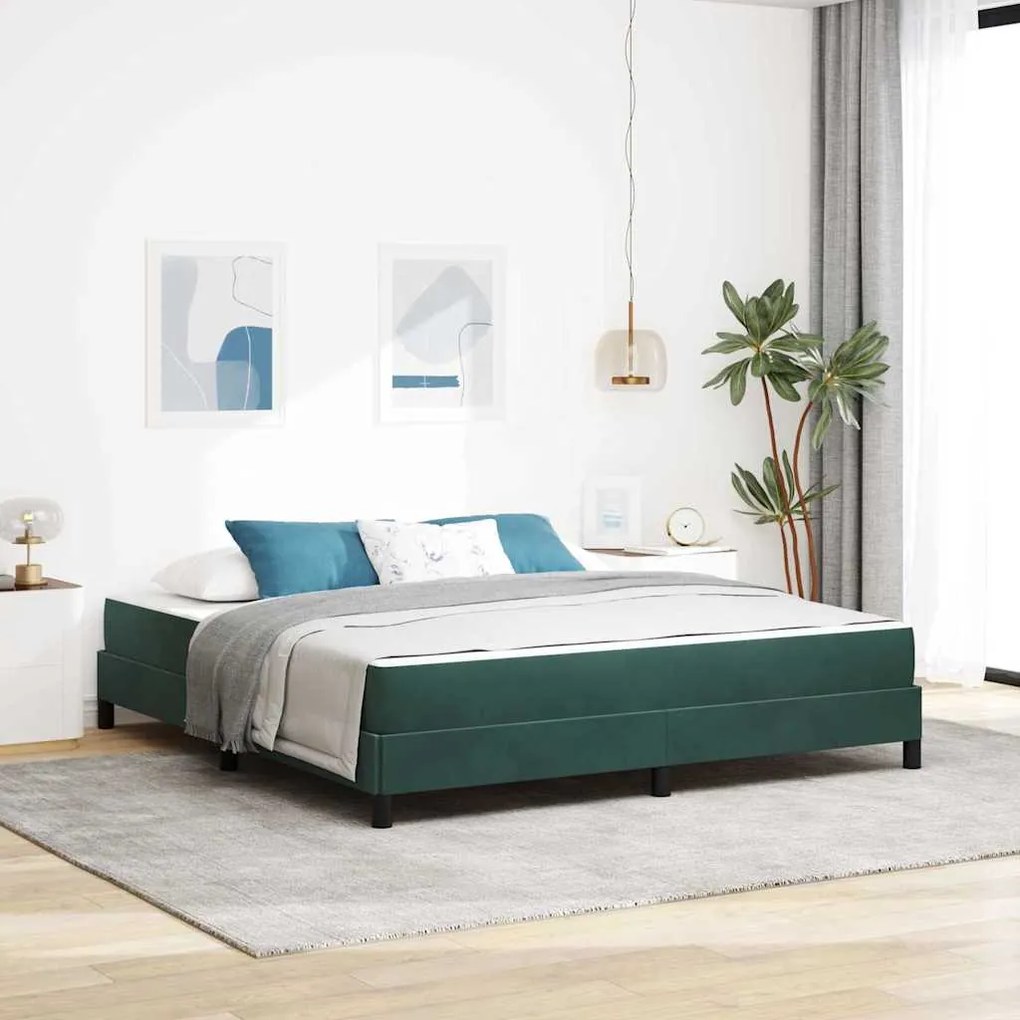 vidaXL Pat boxspring cu saltea Verde închis 180 x 200 cm Catifea