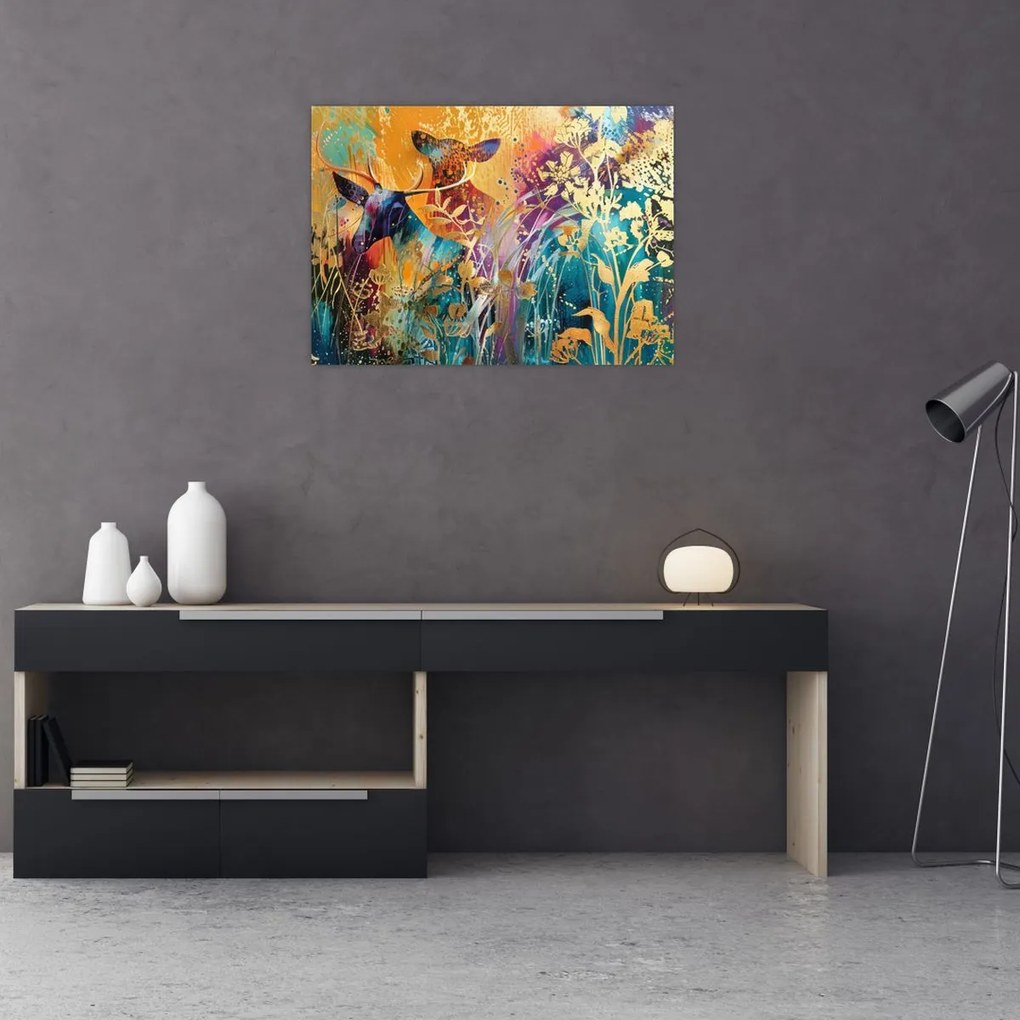 Tablou pe sticlă - Pictura abstractă a naturii (70x50 cm)