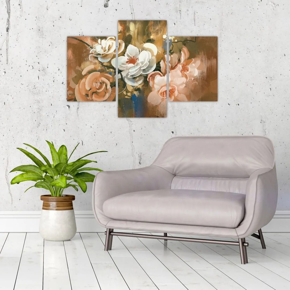 Tablou -Buchet de flori pictat (90x60 cm)