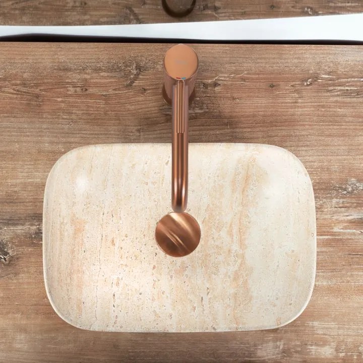 Lavoar pentru blat Rea BELINDA MINI TRAVERTINE MATT