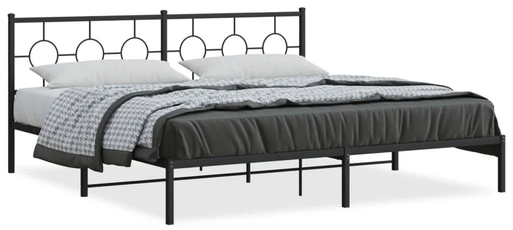 376232 vidaXL Cadru de pat metalic cu tăblie, negru, 193x203 cm