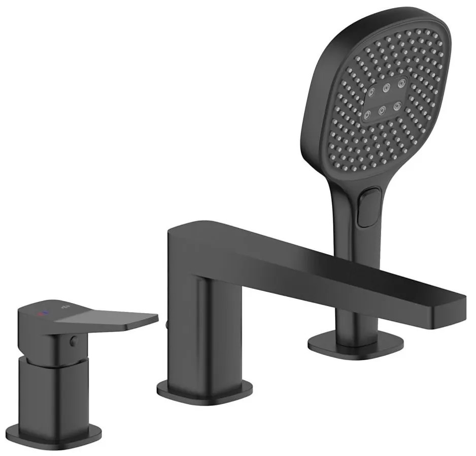 Baterie pentru cadă cu 3 orificii KFA Armatura MALAGA 4525-210-81, neagră