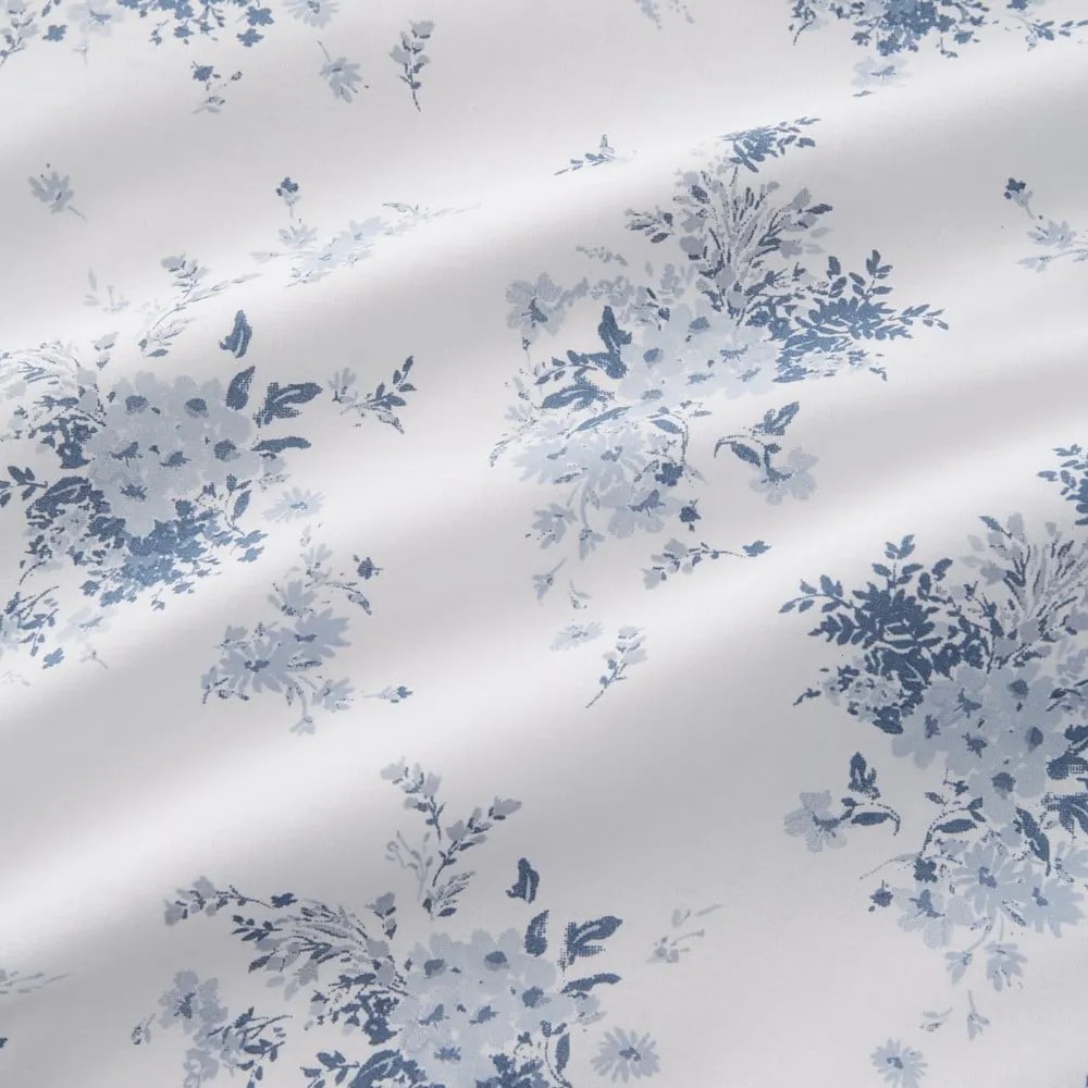 Lenjerie de pat albă-albastră pentru pat dublu/extinsă 230x220 cm Lucie Floral Frill – Catherine Lansfield