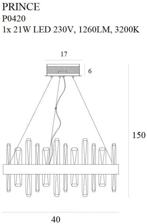 Lustra LED eleganta design modern PRINCE, diametru 40cm P0420 MX